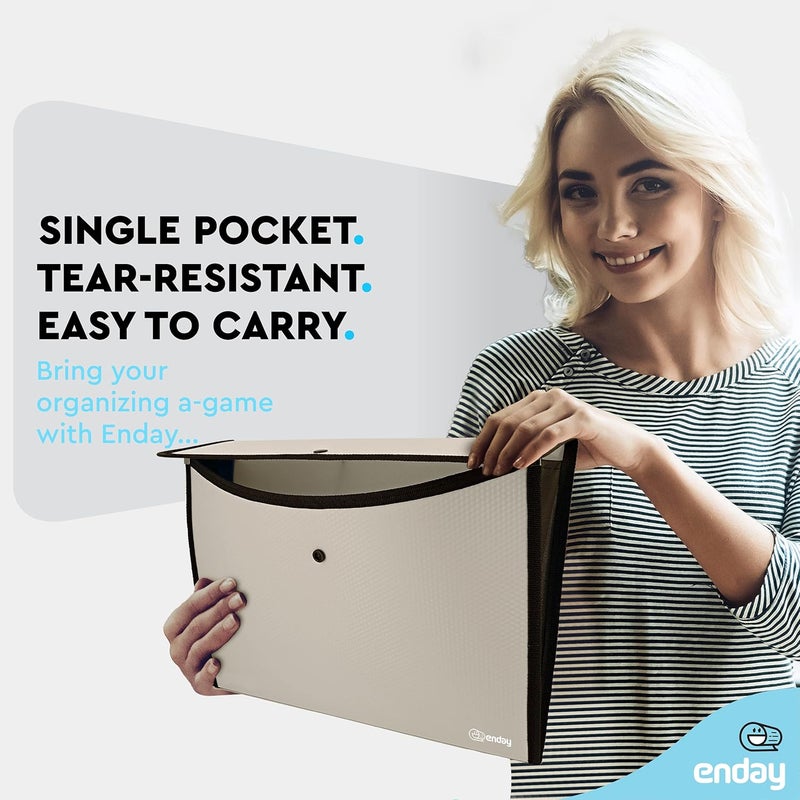Enday Square Flap Document Holder Grey, Expanding File Folder, A4 Letter Size Reusable Filling Envelopes, Snap Closure Wallet File Pouch Also Available in Pink, Purple, Green, Red, Blue, 1 Pc– by - Image 2